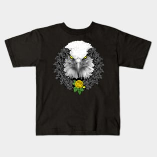 Eagle Yellow Rose Wreath Kids T-Shirt